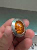 Massiver Vintage Silberring, Bernstein ca.15-20g (gr.58)