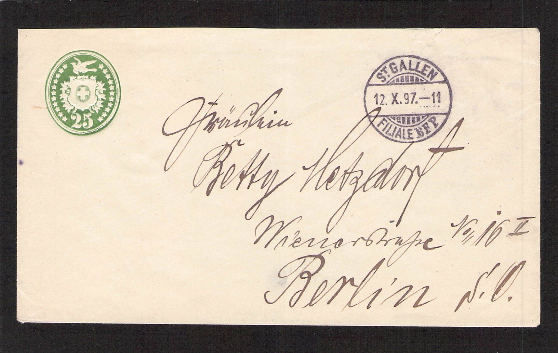 Tutti i francobolli: Tüblibrief St. Gallen  , 12.X.1897 – Usato da Reichenburg venduto da ibiza18