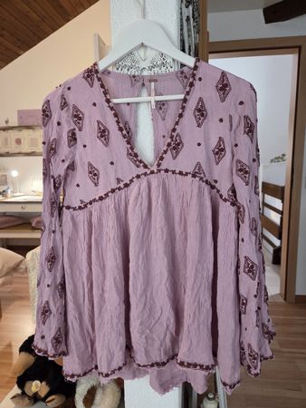 Free People Tunika, Gr. M, Rosa/Braun, hinten sexy!