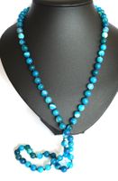KETTE STEINKETTE EDELSTEINKETTE ACHAT BLAU 82 -84cm ECHT!!
