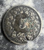 Schweiz 5 Rappen 1873 Münze seltene Abart Schrötlingsriss