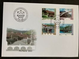 Schweiz 2003 Ersttagsbrief Satz Pro Patria Brücken und Stege