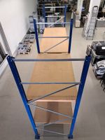 Paletten Lagergestell blau/orange 480cm mit Tablar MDF 19mm