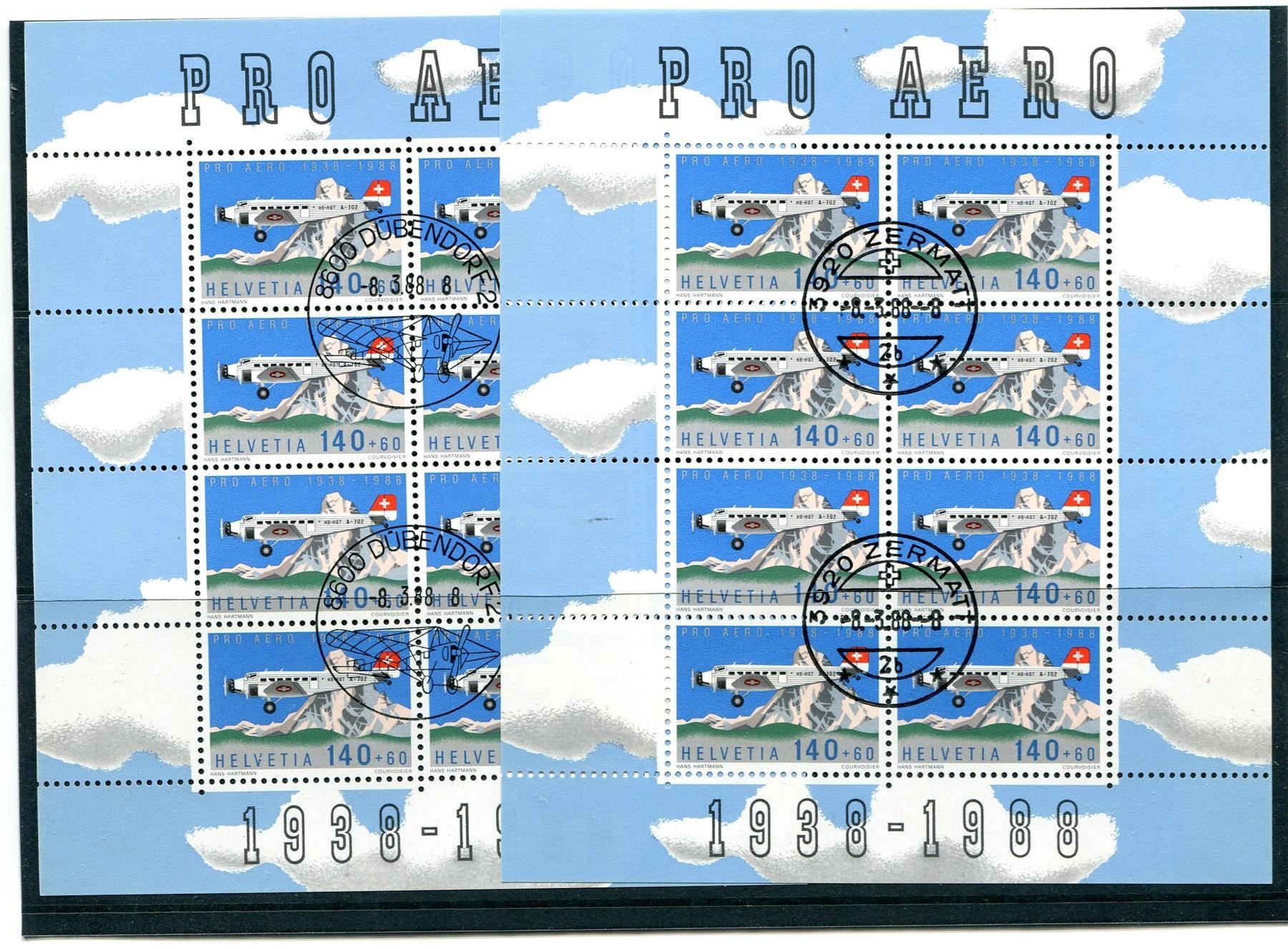 Tutti i francobolli: 1988 Pro Aero 5 x FO49 versch. Stempel – Usato da Winterthur venduto da Kyoung 1