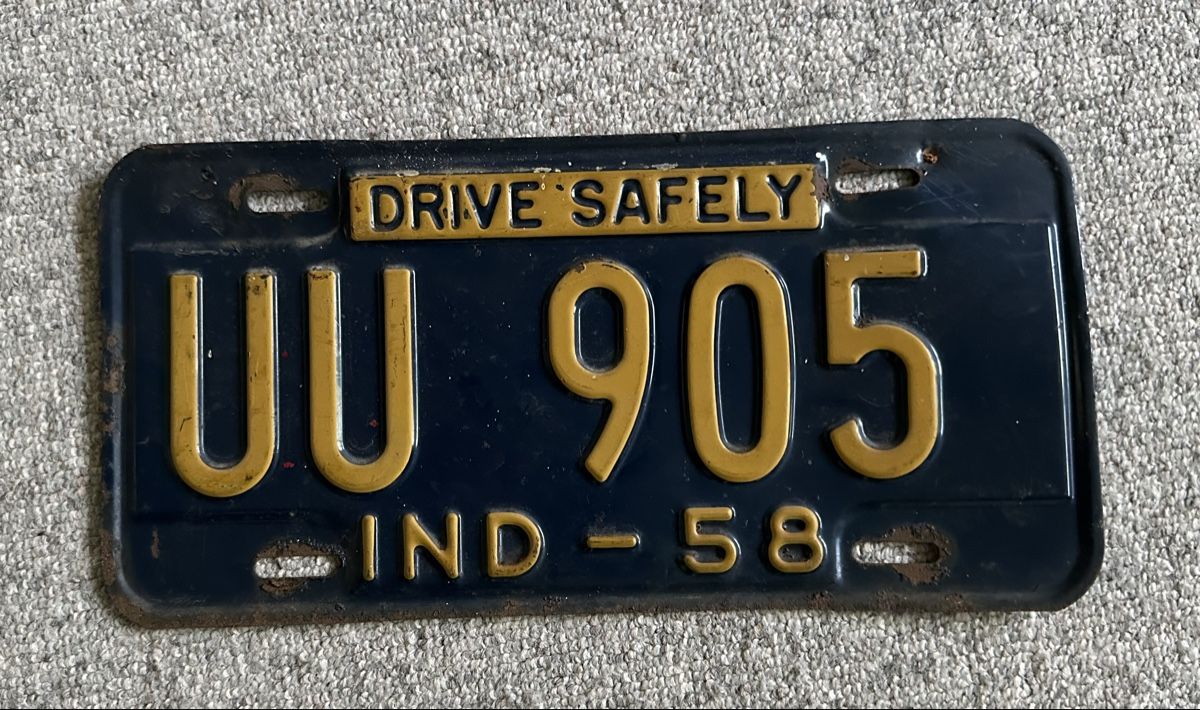 Insegne: Oldtimer Kontrollschild Indiana 1958 UU 905  – Usato da zürich venduto da PatCat02