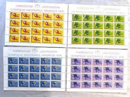 Liechtenstein Olympia Innsbruck 1976 Briefmarken, 4 Bögen