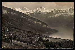 AK Sigriswil, Ort und Thunersee mit Eiger, Mönch, Jungfrau, 