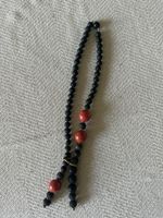 Lava Stone Necklace, Coral Accent, Statement Piece! (51)