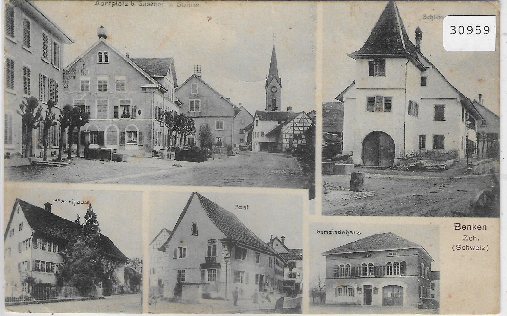 Cartoline postali: Benken ZH - Dorfplatz mit Rest. Sonne, – Usato da Ettingen venduto da Kartenplanet