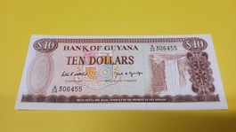 Banknote Guyana 10 Dollar Bank of Guyana sehr gut
