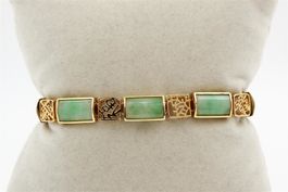 China Jade Vintage Armband 14K Gelbgold 16cm *S3408