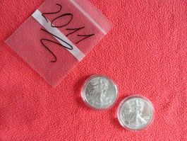 2x SCHÖNE LIBERTY SILBERMÜNZE VON 2011 - AMERICAN EAGLE