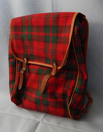 Stoff-Kinderrucksack, mit Lederriemen, 1960er Jahre