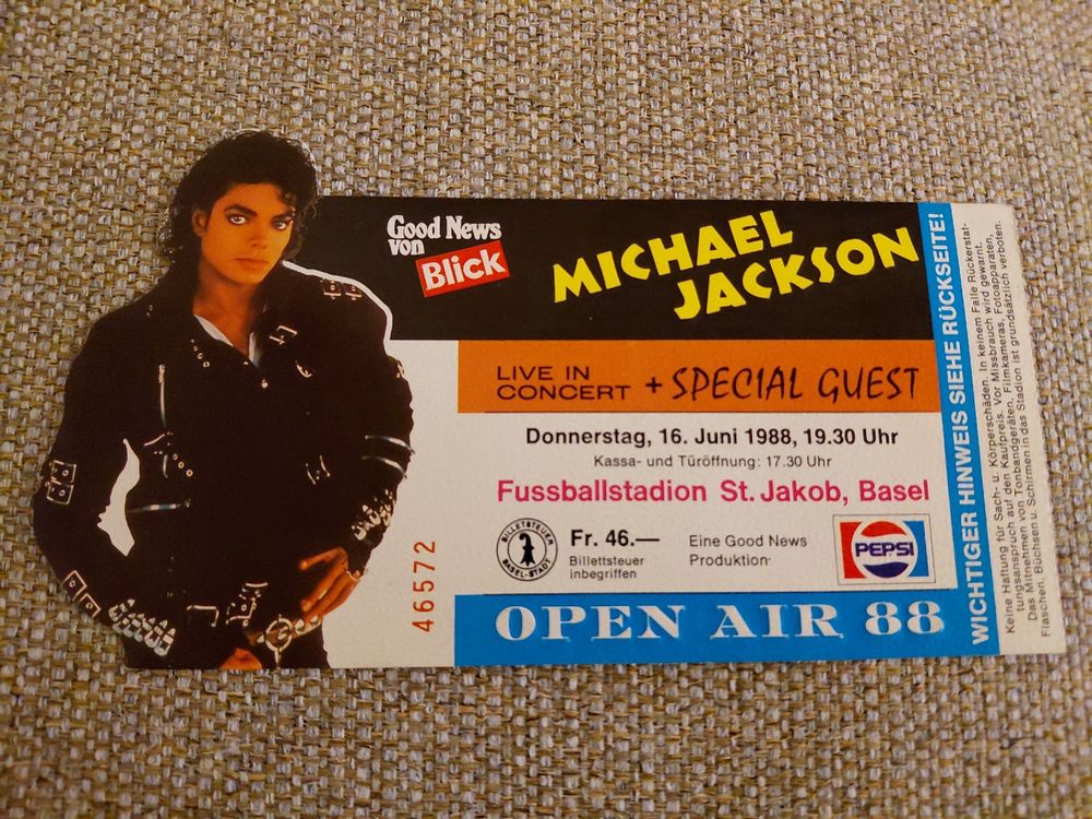 Michael Jackson Konzertticket 16. Juni 1988 St. Jakob Basel (Gebraucht ...