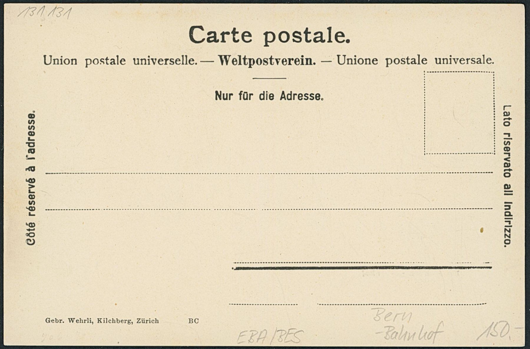 Cartoline postali: BES - Bern - Bahnhof - Bahn – Nuovo (secondo la descrizione) da Schindellegi venduto da leecollect 1