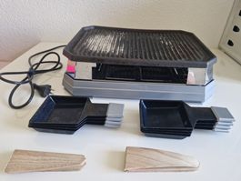 Raclette-Ofen mit Grillplatte und 8 Pfännchen + Holzschaber