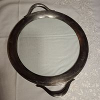 Versilberte Servierplatte mit Glasboden ca.28.7cm