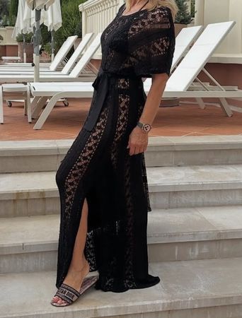 Zara Knit Kleid schwarz Grösse S gehäkelt lang