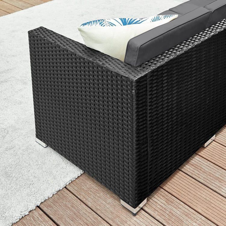 Divani: Gartenmöbel Polyrattan Ecksofa Schwarz Grau HELIOS – Nuovo e nell'imballaggio originale da Lachen SZ venduto da MAMORU-MOEBEL 7