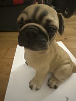 Mops Figur Deko Hund sitzend braun guter Zustand