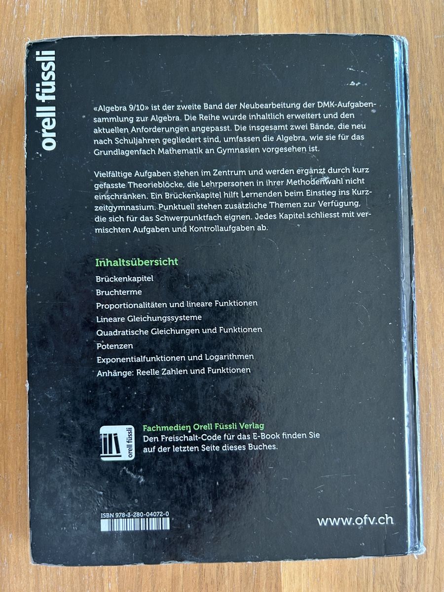 Bücher: Algebra 9/10, ISBN 978-3-280-04072-0 – Gebraucht aus St. Urban von uschi73 1