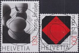 2008, Nr.1294+1295 "Kunst" mit ET-Voll-Stempel.