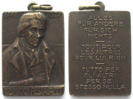 HEINRICH PESTALOZZI Plakette o.J. (1927) Bronze von Huguenin
