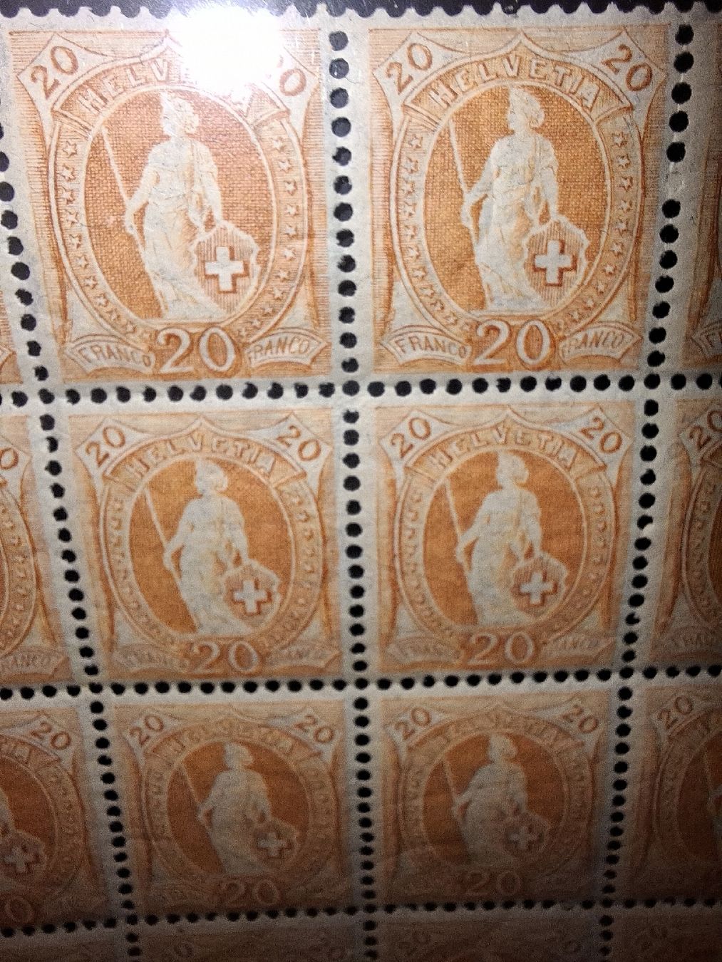 Alle Briefmarken: Stehende Helvetia Teil Bogen 94Ac. mit Attest  – Gebraucht aus Balgach von SIMEON27 7