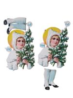 2 Oblaten antik - Kinder Tannenbaum
