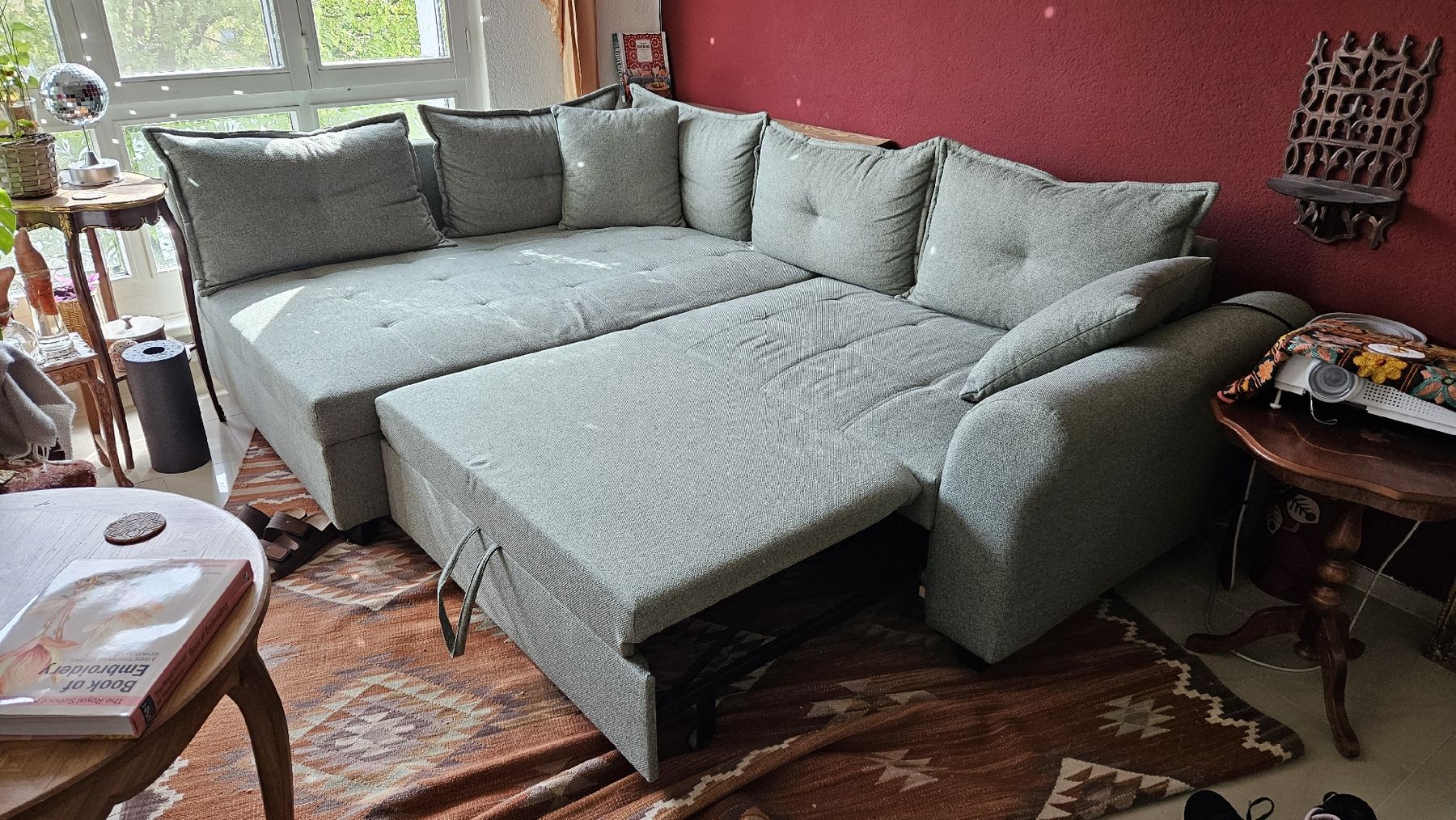 Divani: grünes stoff sofa L-sofa schlafsofa mit bettfunktion – Usato da Gebenstorf venduto da OmniaChaosEst 4