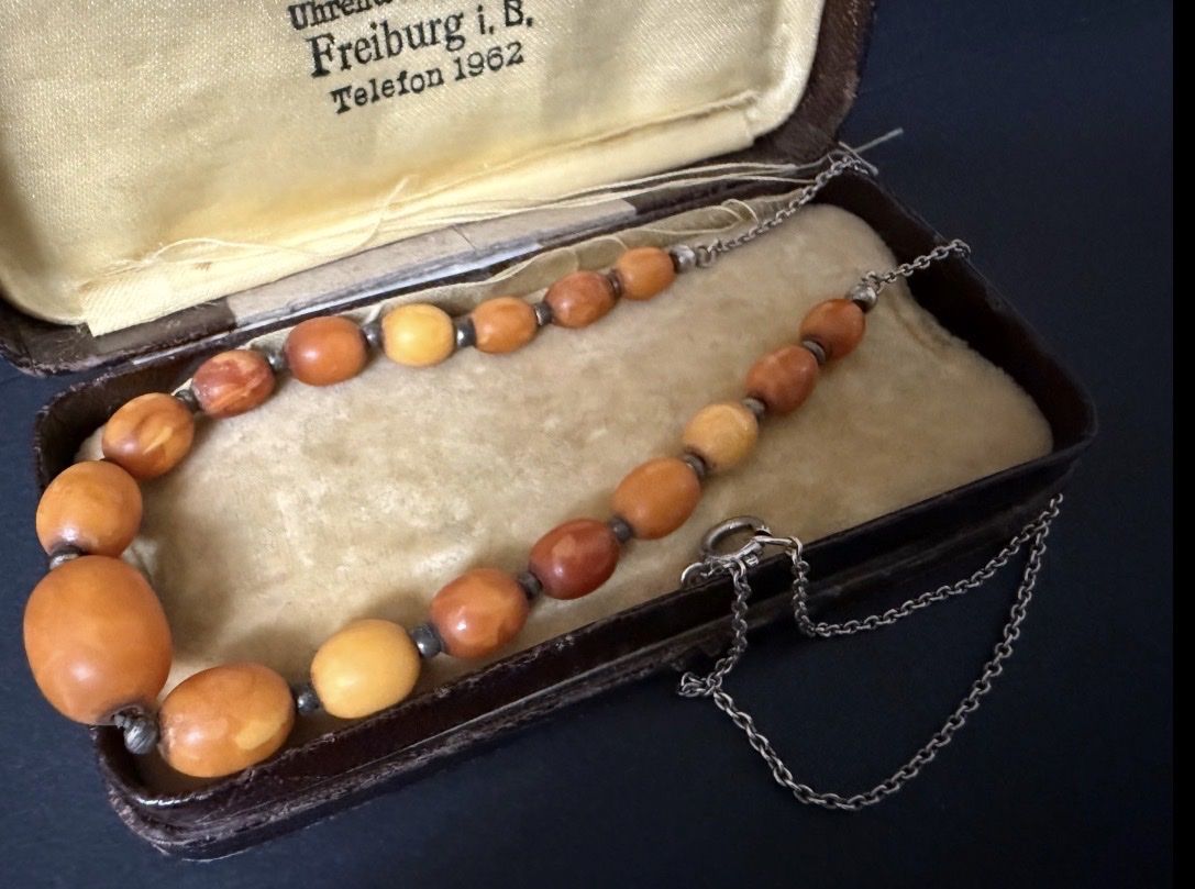 Ketten: Antike Silber Kette mit Butterscotch Bernstein 835 – Gebraucht aus Riehen von mistercho 3