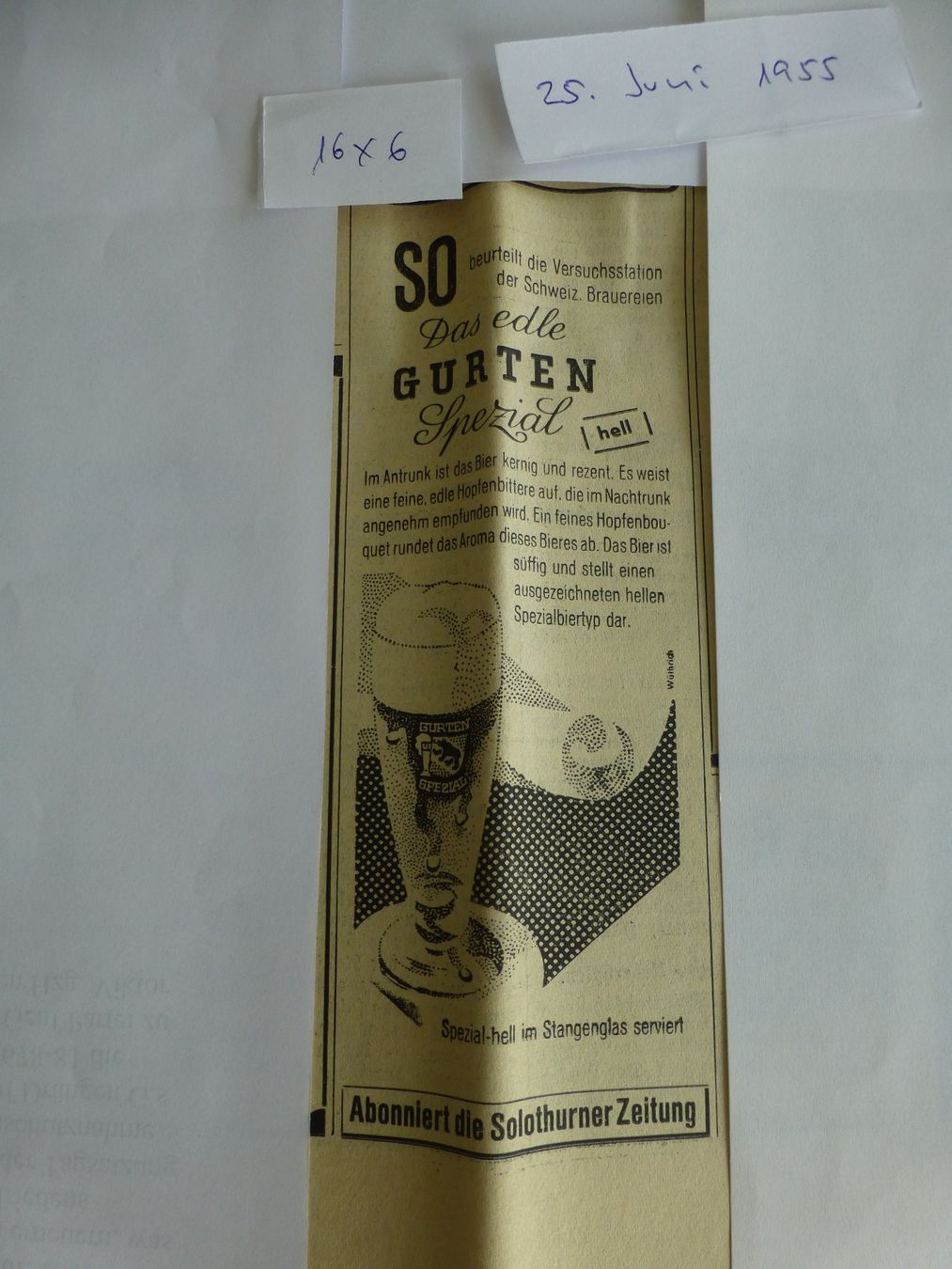 Foto & Immagini: Werbung Gurten Bier 1955 – Usato da Bettlach venduto da 1saurer