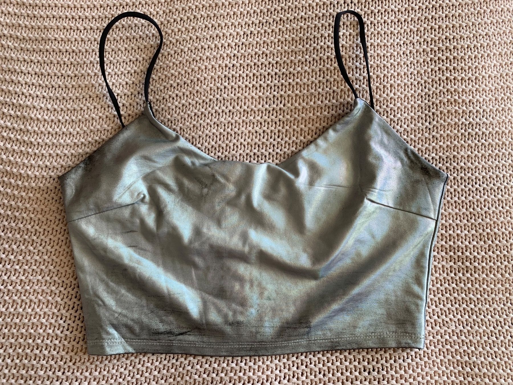 Tally Weijl Camicette, T-shirt & Top: Crop top argenté – Difettoso da Montreux venduto da iza_peche8