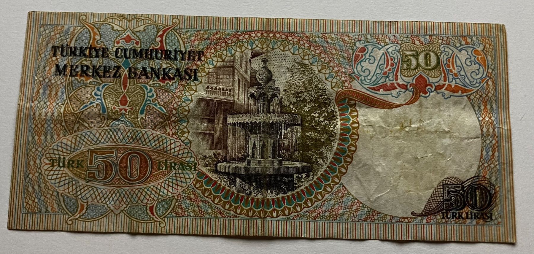 Banknoten: Türkei 50 Lirasi – Gebraucht aus Algetshausen von Carrhard 1