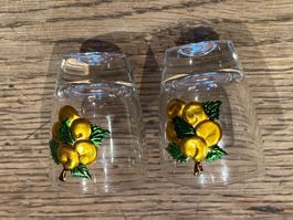 2x verre gouttes glas schnaps vintage
