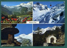 Saas-Fee, Mehrbilderkarte, ungelaufen, Grossformat