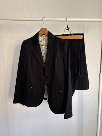 Tailleur Kenzo, lin noir, coupe femme taille S