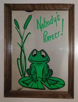 Vintage Retro-Spiegel 1970 Fun Frog Nobody is Perfect