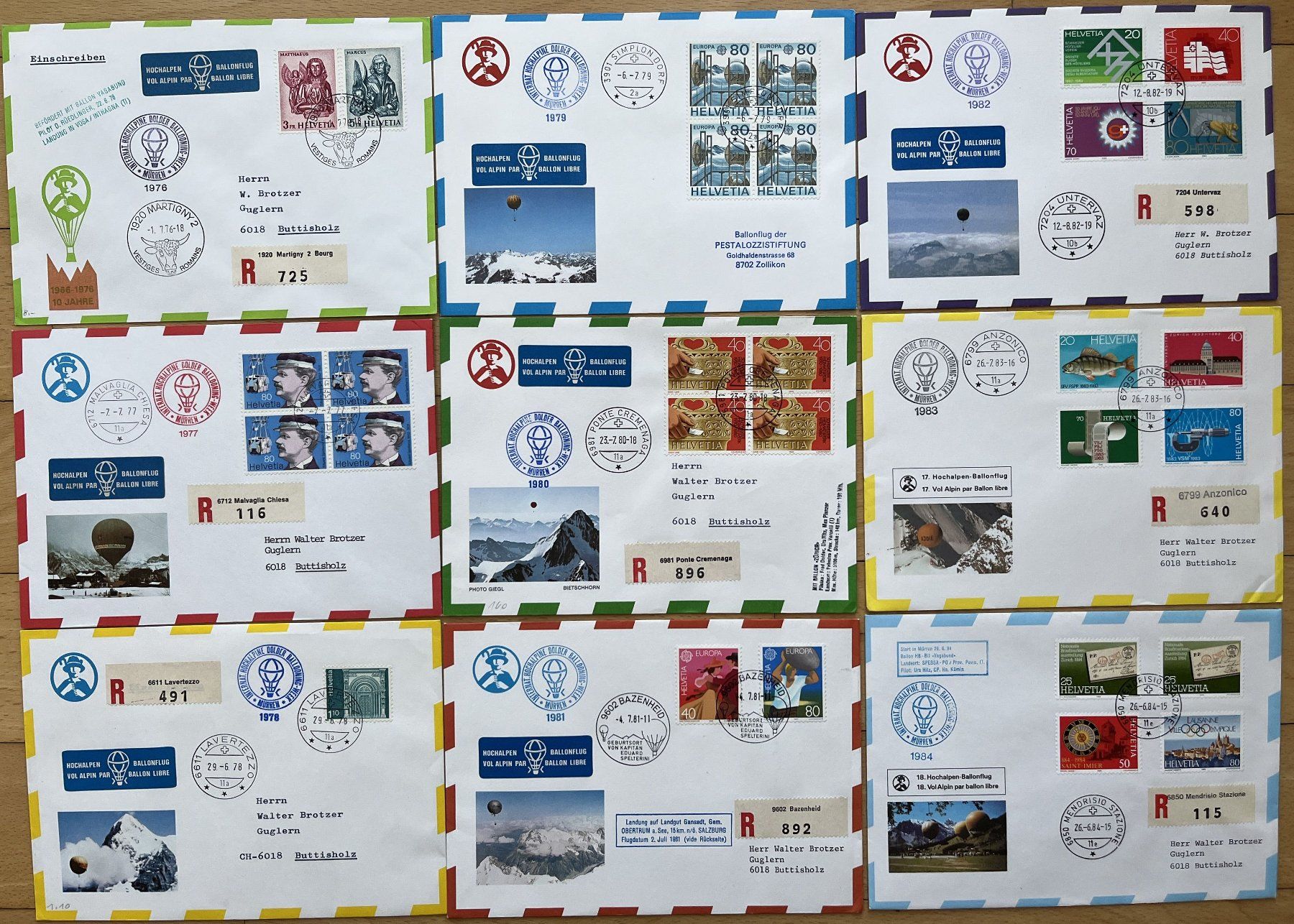 Alle Briefmarken: Ballonflüge Pestalozzi-Stiftung – Gebraucht aus Buttisholz von wbr_wdw8 1