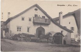 LANDWIRTSCHAFT/BAUERNHAUS 1900 mit Fuhrwerk Samaden GR