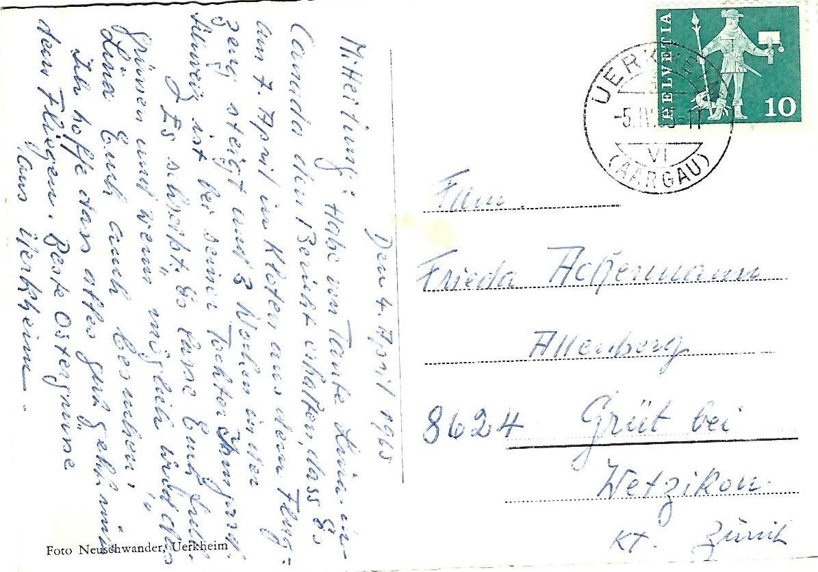 Cartoline postali: Uerkheim AG Dorfansicht – Usato da Wetzikon ZH venduto da Brulu100 1