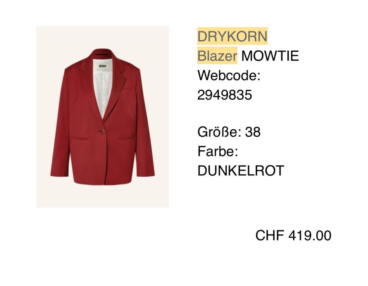Drykorn Ensembles & Tailleurs: Anzug Drykorn Rot – D'occasion à Winterthur par mafa0001 1