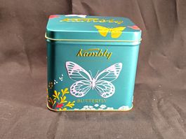 Kambly Blechbüchse mit Schmetterlingen, türkis métallisée