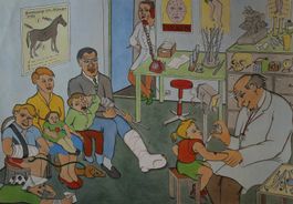 Schulwandbild, Wandbild, Lehrbild "Beim Arzt (Impfung)"