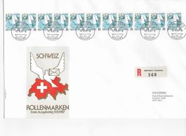 Rollenmarke 734 11er Streifen FDC Kat 100.-