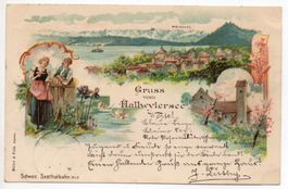 Beinwil LITHO Gruss vom HALLWILERSEE Seetalbahn 1899