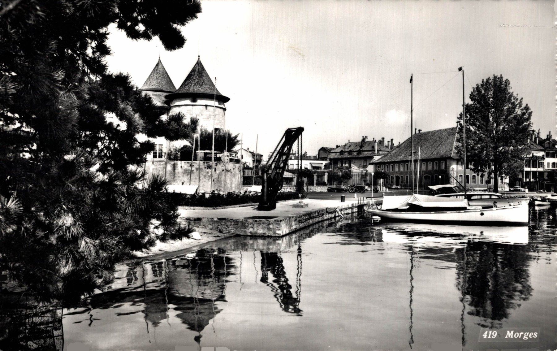Ansichtskarten: Morges. Hafenmauer mit Segelbooten – Gebraucht aus Bronschhofen von Astore