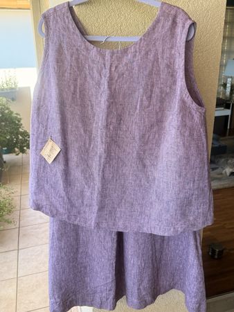 NEU - Leinen Ensembe -Rock+Top  Violett -Gr 46