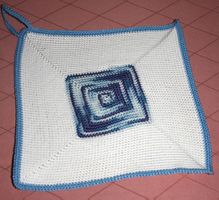 1 Topflappen weiss mit blauer Mitte 23x24cm NEU