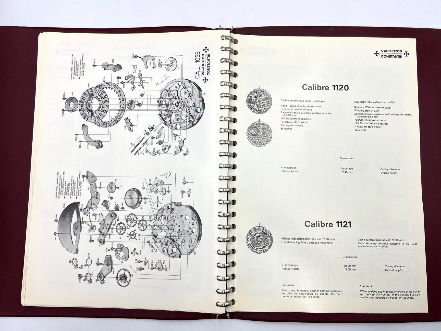 Vacheron Constantin Catalogue de Fournitures Katalog (Gebraucht